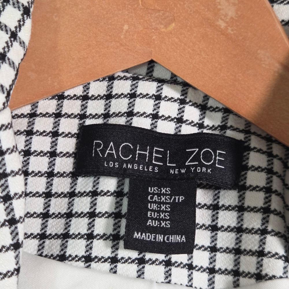 Rachel Zoe Blazer Jacket Womens XS White Black Check Single Breasted Polyester - Picture 3 of 13